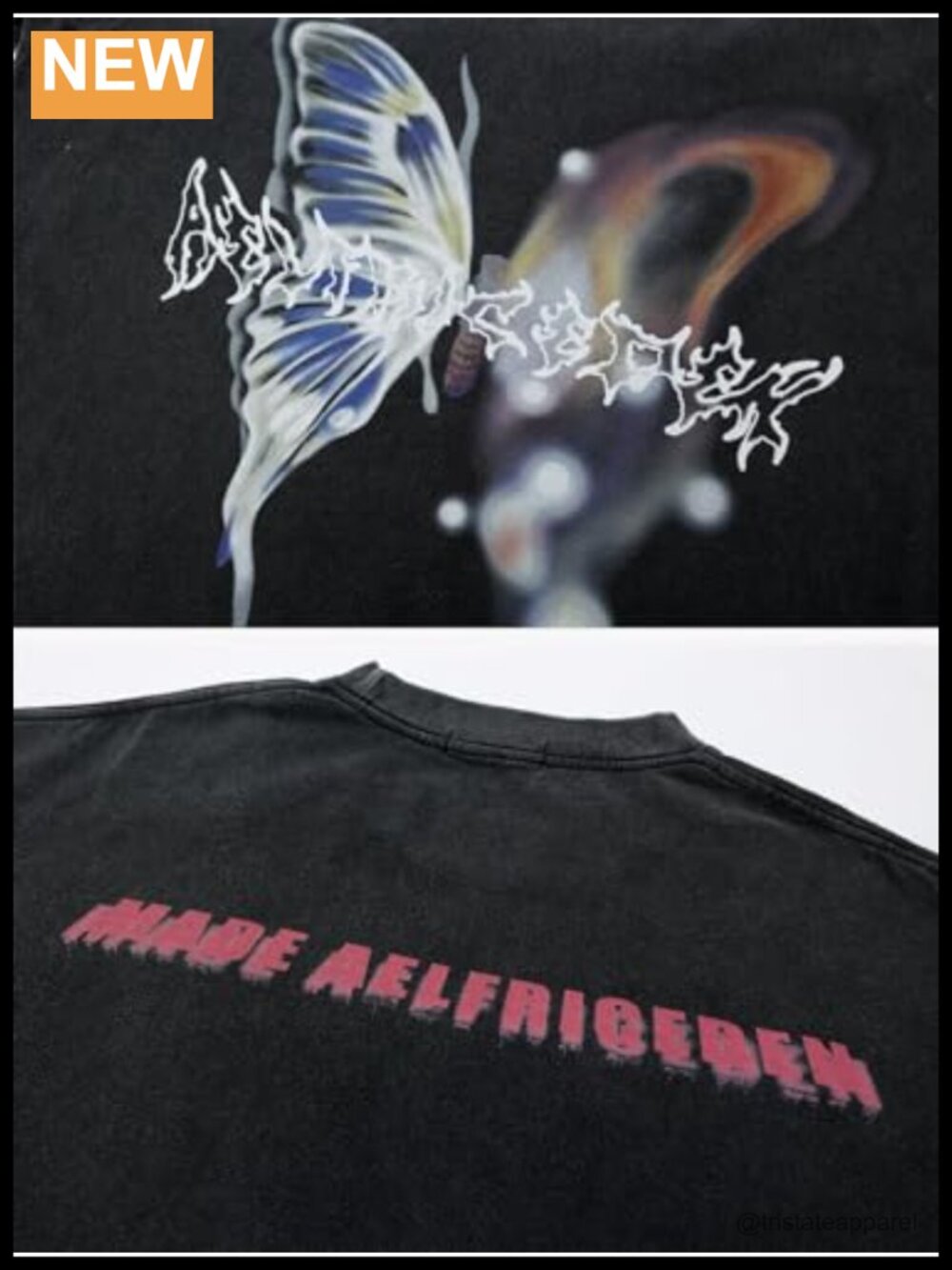 Vintage Butterfly Graphic T-Shirt Oversized Casual Streetwear - Picture 4 of 6